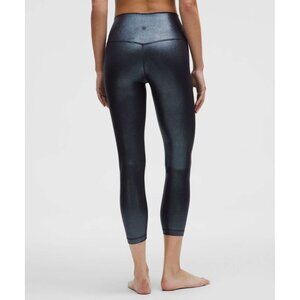 Lululemon Align High-Rise Ribbed Pant 25" Shine Radiate Foil Black Night Size 12